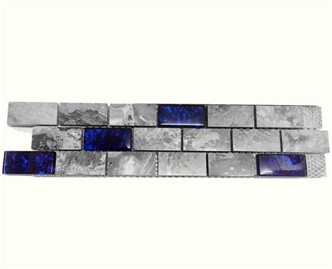 1x2 Subway Tile Backsplash In Gray And Royal Etsy Blue Glass Tile White Mosaic Tiles White