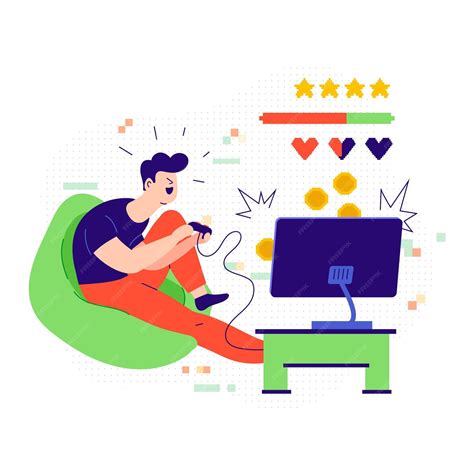 Free Vector Character Playing Videogame Illustration