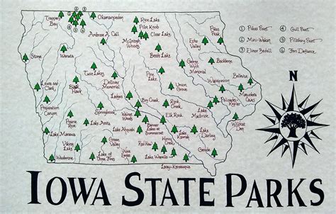 Iowa State Parks Map Etsy