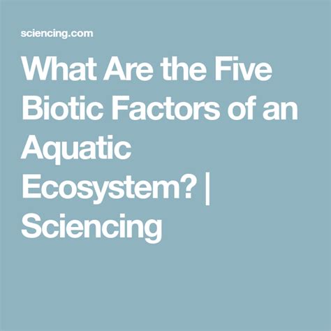 What Are The Five Biotic Factors Of An Aquatic Ecosystem Sciencing