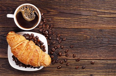 Download Coffee Beans Coffee Cup Croissant Food Breakfast 4k Ultra Hd