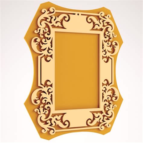 Laser Cut Engraved Wood Frame Dxf File For Laser Cutting