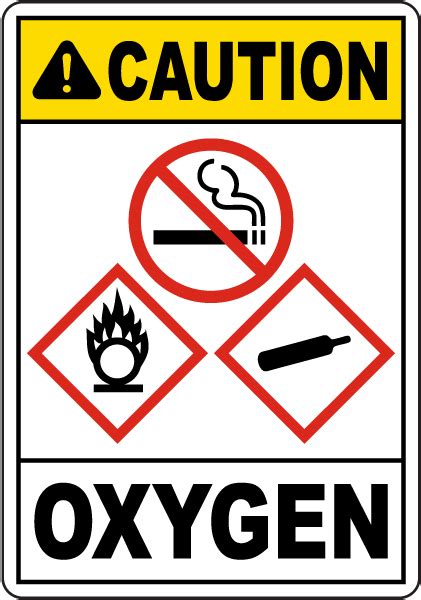 Caution Oxygen Sign Save 10 Instantly