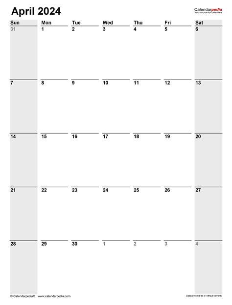 April 2024 Calendar Template Word Editable Free Printable August 2024
