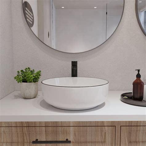 Deervalley Symmetry 16 White Ceramic Circular Vessel Bathroom Sink