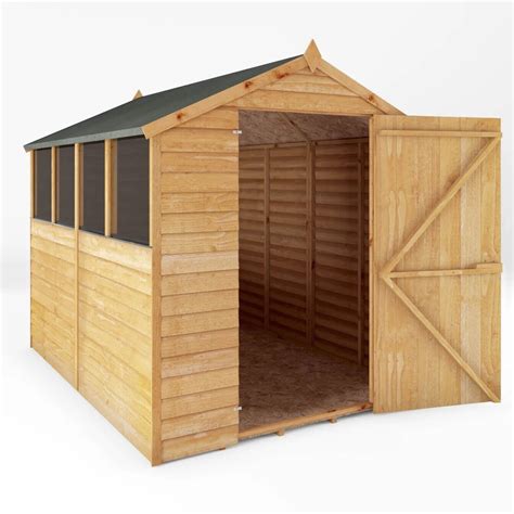 8x6 Wooden Garden Shed Apex Roof Felt Windows Floor Single Door Storage