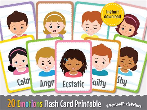 Printable Emotions Flash Cards Emotions Flashcards Emotion Flashcards