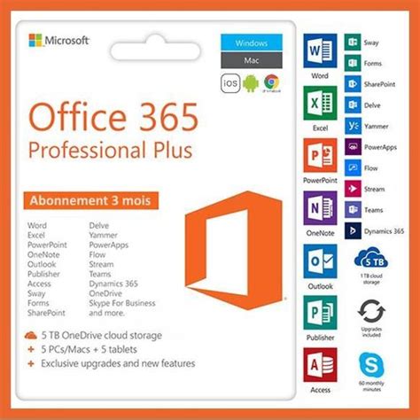 Microsoft Office 365 Valide 3 Mois Pour Pc Mac Android Ios A