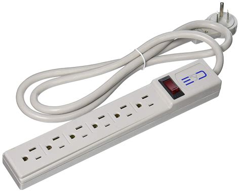 6 Outlet Surge Protector 15a 120v With Flat Rotating Plug 4ft Power