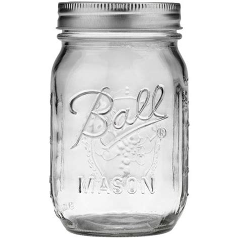 Ball Glass Mason Jar With Lids And Bands Regular Mouth Clear 16 Oz
