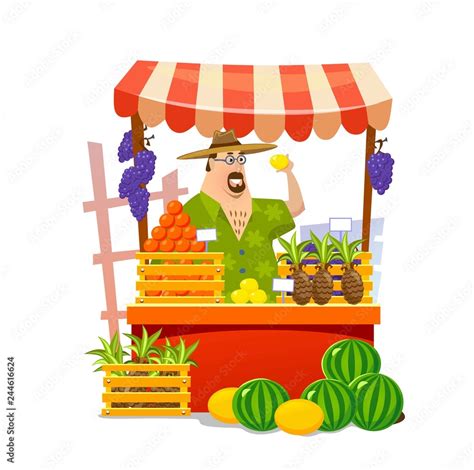 Local Food Market Cartoon Vector Illustration Fruits And Vegetables