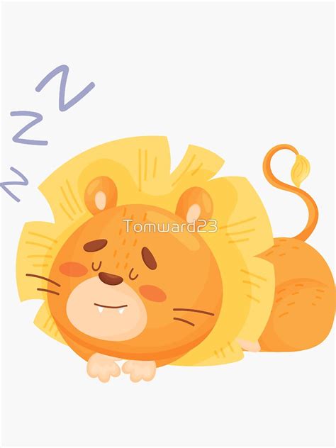Sleeping Lion Cub Cartoon Sticker For Sale By Tomward23 Redbubble
