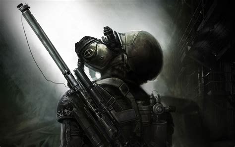 1364x768 Resolution Soldier Wearing Gas Mask Night Vision Goggles