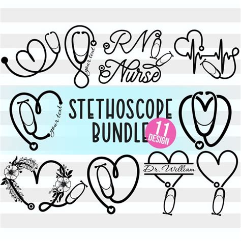 Stethoscope Svg Bundle Floral Heart Stethoscope With Etsy