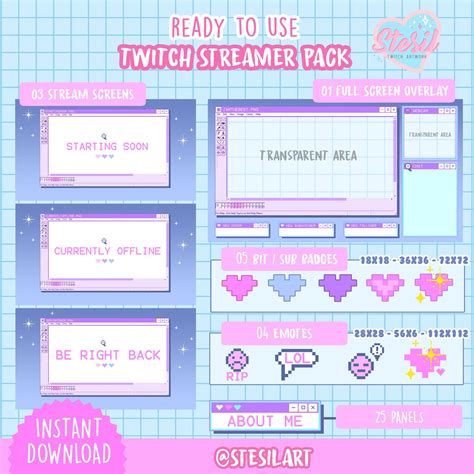 Art And Collectibles Sakura Streamer Pack Obs Stream Layout Cute Stream