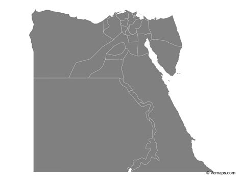 Grey Map Of Egypt With Governorates Free Vector Maps