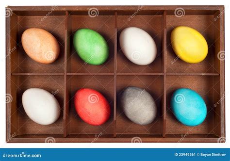 Easter Eggs In Wooden Box Stock Image Image Of Easter 23949561