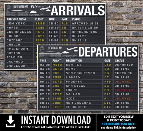 Airplane Party Poster 36x24 Arrival And Departure Two Sign Etsy Uk