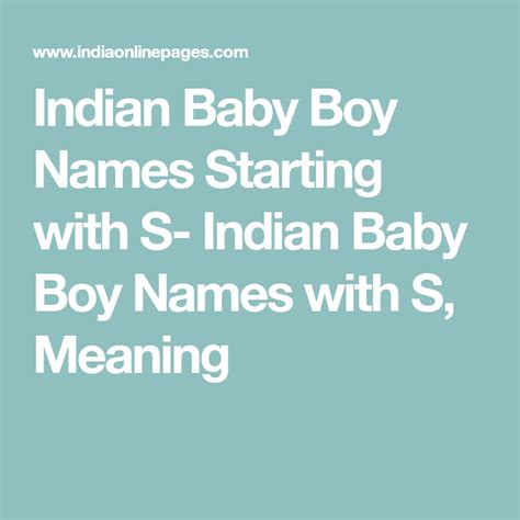 Indian Baby Boy Names Starting With S Indian Baby Boy Names With S