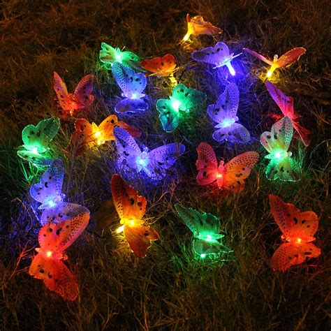 6m 20 Led Solar Lamps Powered Fiber Optic Butterfly Solar Fairy String