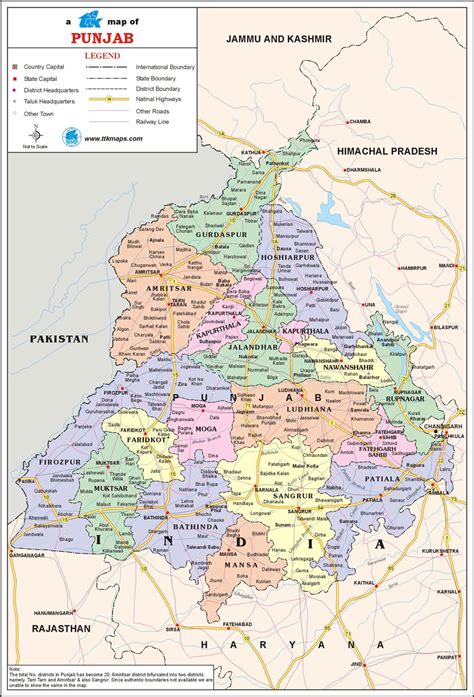 Punjab Travel Map Punjab State Map With Districts Cities Towns