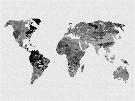 Black And White Art World Map Painting By Saribelle Rodriguez