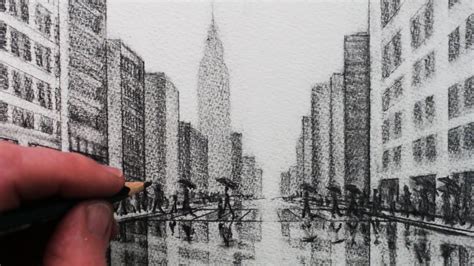 How To Draw A City Tonal Pencil Drawing Youtube