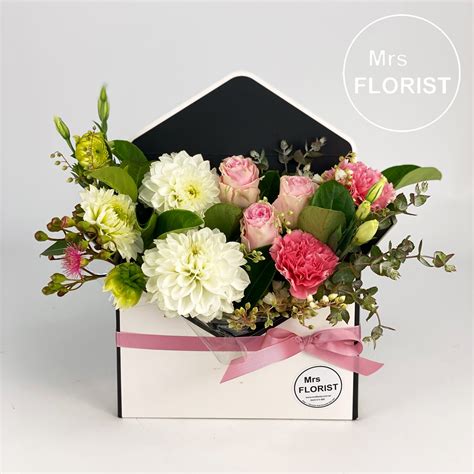 Pink Envelope Flower Box Mrs Florist