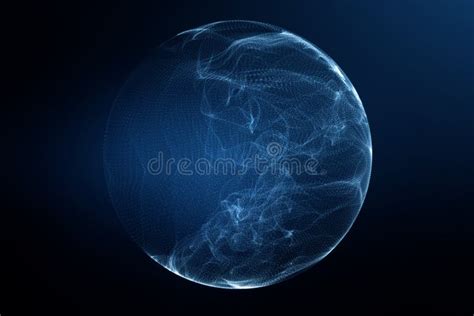 Abstract 3d Rendering Sphere Made Of Neon Dots Global Network