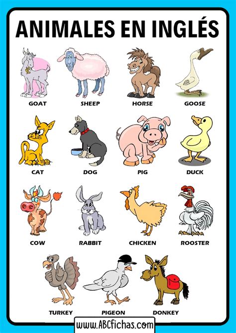 Vocabulario De Los Animales En Inglés Para Niños