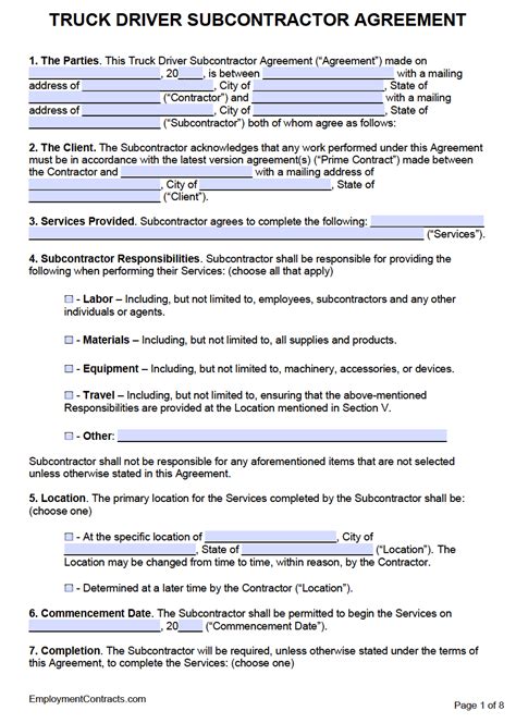 Sample form for taking authorize payments? Free Truck Driver Subcontractor Agreement | PDF | Word
