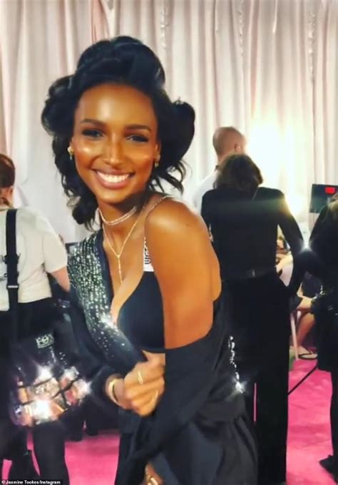 Jasmine Tookes Struts Her Stuff In Pink Bustier And Lacy Panties As