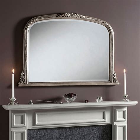 Over Mantle Beaded Slim Mirror Wall Mirror