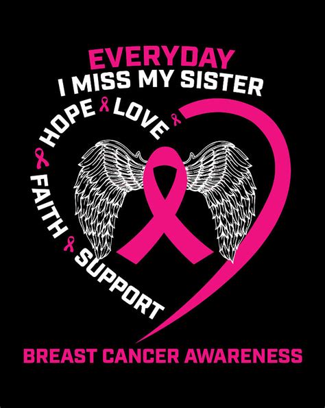 Everyday I Miss My Sister Cute Pink Breast Cancer Awareness Digital Art