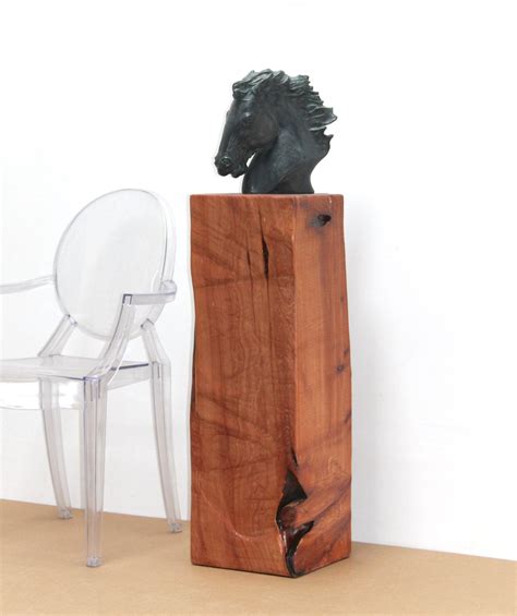 Reclaimed Timber Pedestal Art Sculpture Stand Display Russet