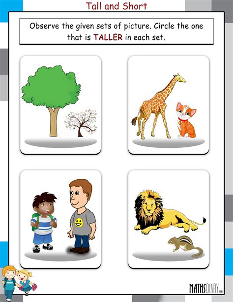 Tall And Short Worksheets Printable