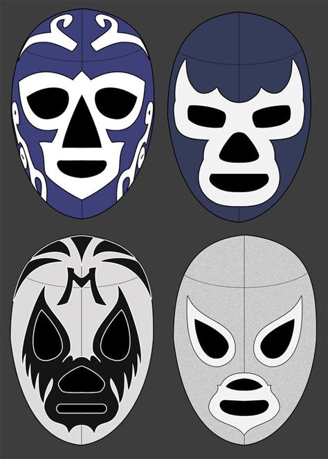 four masks with different facial expressions on them