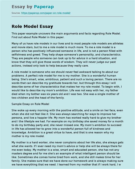 😍 What Is A Role Model Essay My Role Model Essay For Students