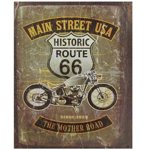 Route 66 Main Street Usa The Mother Road Metalen Poster Fiftiesstorenl
