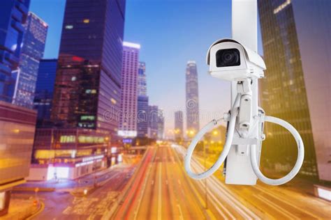 Traffic Security Camera Surveillance Cctv On Road In City Stock Image Image Of Modern Alarm