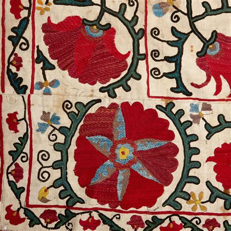 Antique Hand Embroidered Cotton Suzani Buhkara Uzbekistan For Sale At