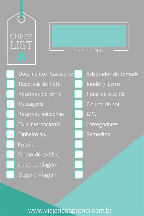 Aqui Est Meu Checklist De Viagem Uso Sempre E Espero Que Possa Ajudar A Organizar A Sua Viagem