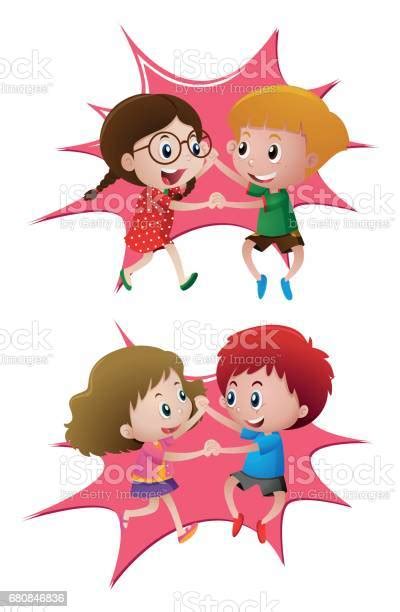 Two Pair Of Kids Dancing Stock Illustration Download Image Now