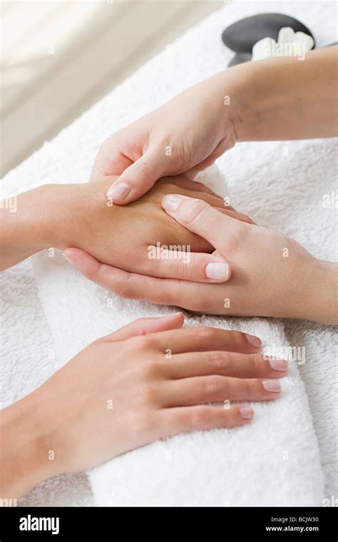 Woman Receiving Hand Massage Stock Photo Alamy