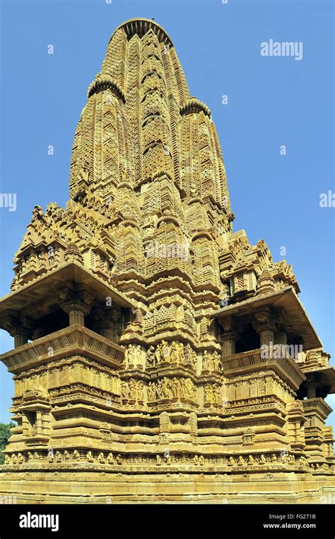 Khajuraho Lakshmana Temples Ornate Sikhara In Madhya Pradesh India