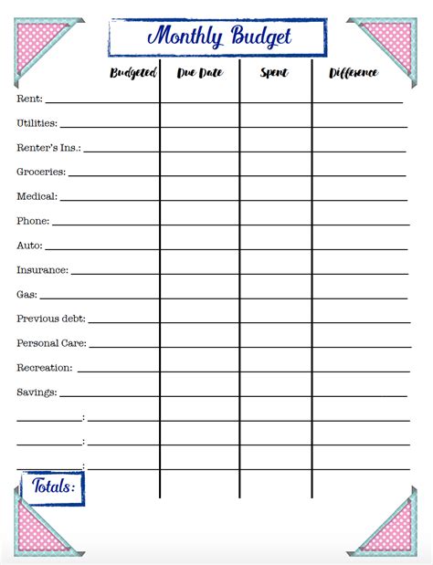 Free Budgeting Printables Expense Tracker Budget And Goal Setting