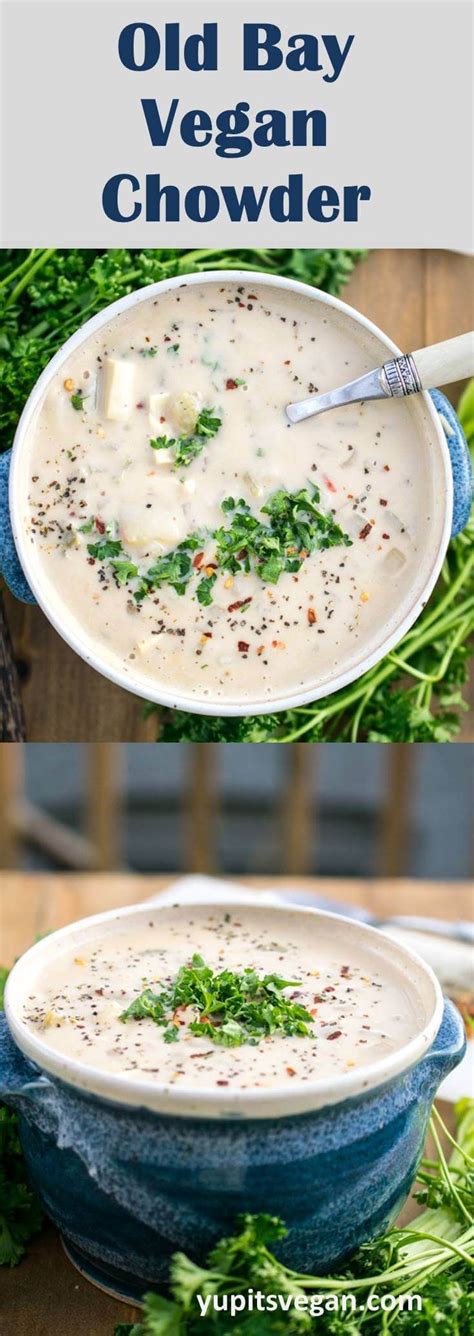 Gluten free clam chowder with bacon. Clam-free Vegan Clam Chowder, seasoned with Old Bay and ...
