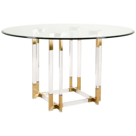 Raisa formal dining room set with round table grand, regal style ornately carved elaborate details large round table top decorative pedestal great selection of gold dining room table sets. Koryn Acrylic Glass Top Gold Dining Table