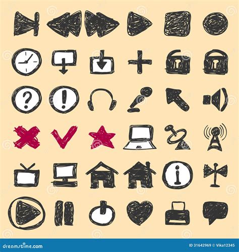 Hand Drawn Icons Stock Vector Illustration Of Lock Button 31642969
