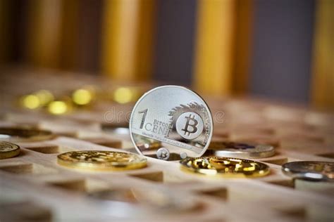 Bitcoin Metal Coin Stock Image Image Of Security Virtual 123596287